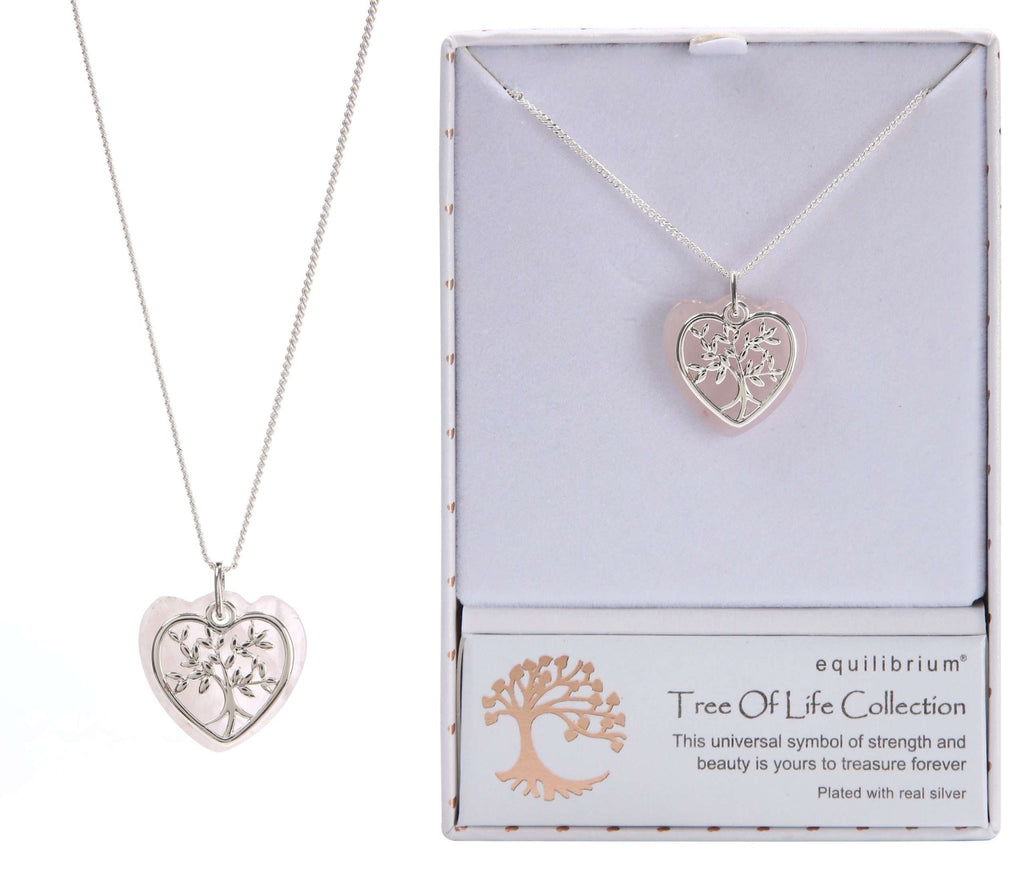 Necklace Tree of Life Heart Shaped Rose Quartz JEWELLERRY at World Of Decor NZ