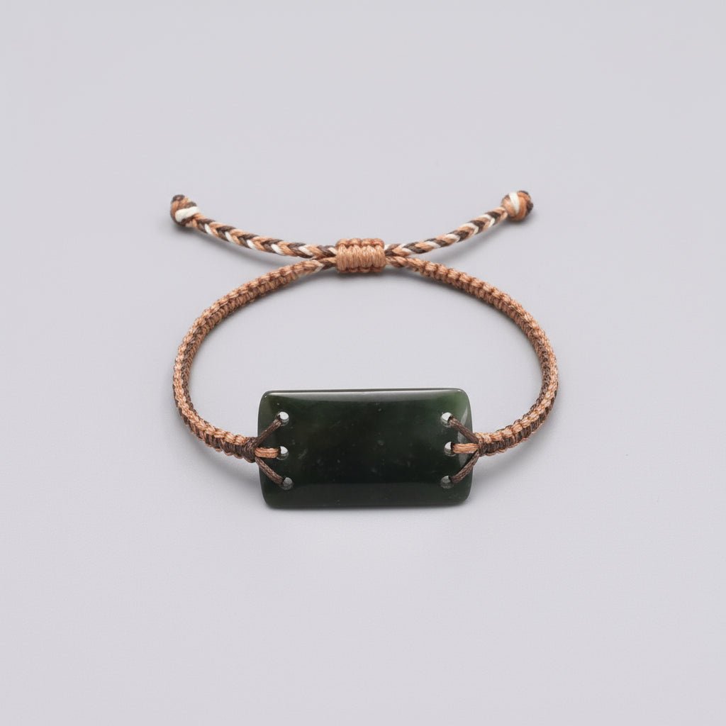 NZ Green Stone - Leather Bracelet KIWIANA at World Of Decor NZ