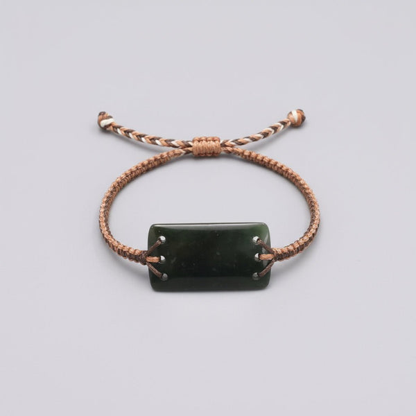 NZ Green Stone - Leather Bracelet KIWIANA at World Of Decor NZ