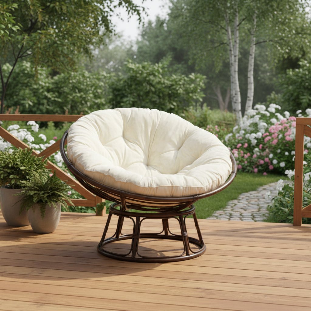 Papason Chair - Dark Brown Chair + Cream Cushion CHAIR at World Of Decor NZ