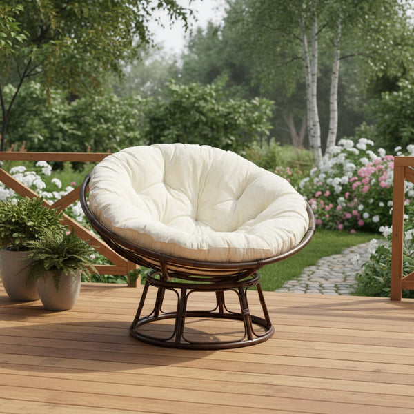 Papason Chair - Dark Brown Chair + Cream Cushion CHAIR at World Of Decor NZ