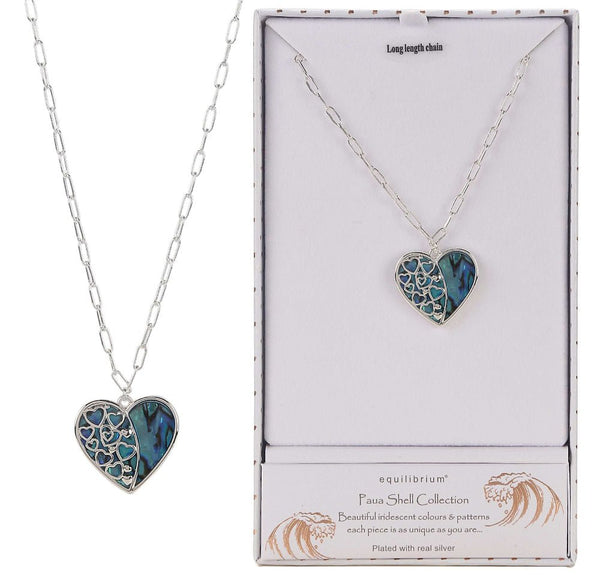 Paua Shell Heart Necklace* JEWELLERRY at World Of Decor NZ