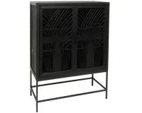 Peacock Rattan Black Display Cabinet FURNITURE at World Of Decor NZ