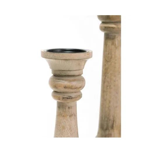 Piper Carved Wood Candle Holder* - M CANDLES HOLDER at World Of Decor NZ