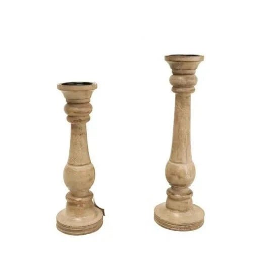 Piper Carved Wood Candle Holder* - M CANDLES HOLDER at World Of Decor NZ