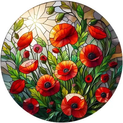 Poppies Stained Glass Hanger 11.5cm Wall Art, Affirmations & Hangings at World Of Decor NZ