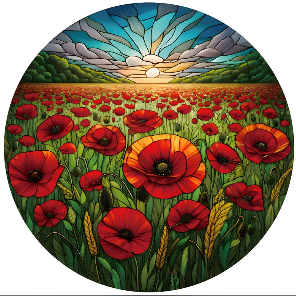 Poppies Stained Glass Hanger 30cm Wall Art, Affirmations & Hangings at World Of Decor NZ