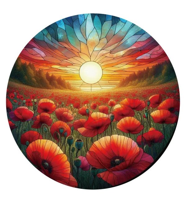 Poppies Stained Glass Hanger Wall Art, Affirmations & Hangings at World Of Decor NZ