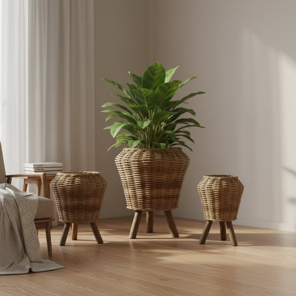 Rattan Planter Stand Large Cane & Rattan at World Of Decor NZ