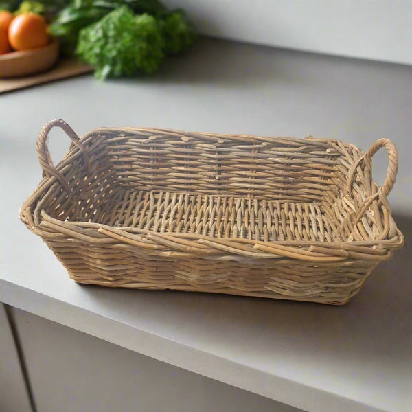 Rectangular Cane Trays Grey Color - Large Cane & Rattan at World Of Decor NZ