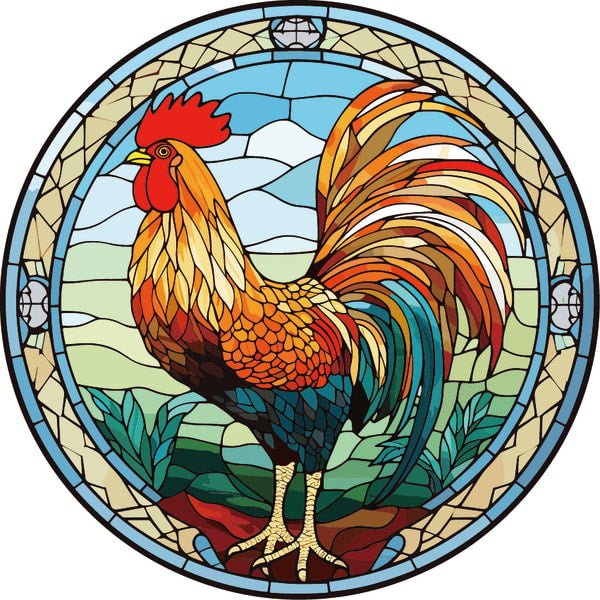 Rooster Stained Glass Hanger Wall Art, Affirmations & Hangings at World Of Decor NZ