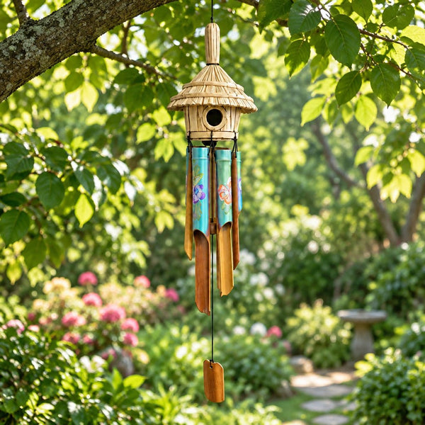 Round Bird House Painted Wind Chimes Windchimes & Outdoors at World Of Decor NZ