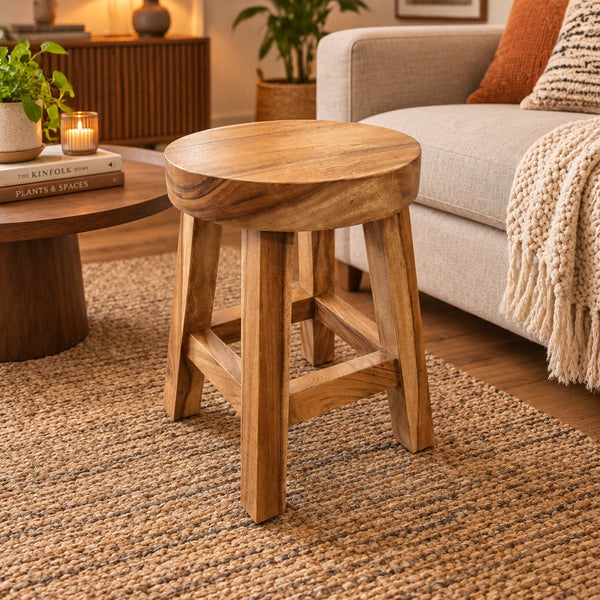 Round Suar Stool Furniture at World Of Decor NZ