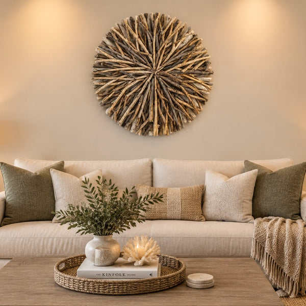 Rustic Driftwood Round Wall Art 80cm Wall Art, Affirmations & Hangings at World Of Decor NZ