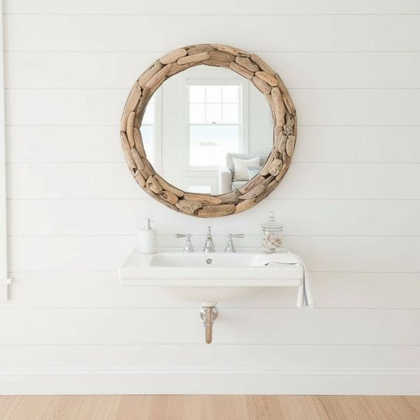 Rustick Driftwood Mirror 60cm - Round MIRRORS at World Of Decor NZ