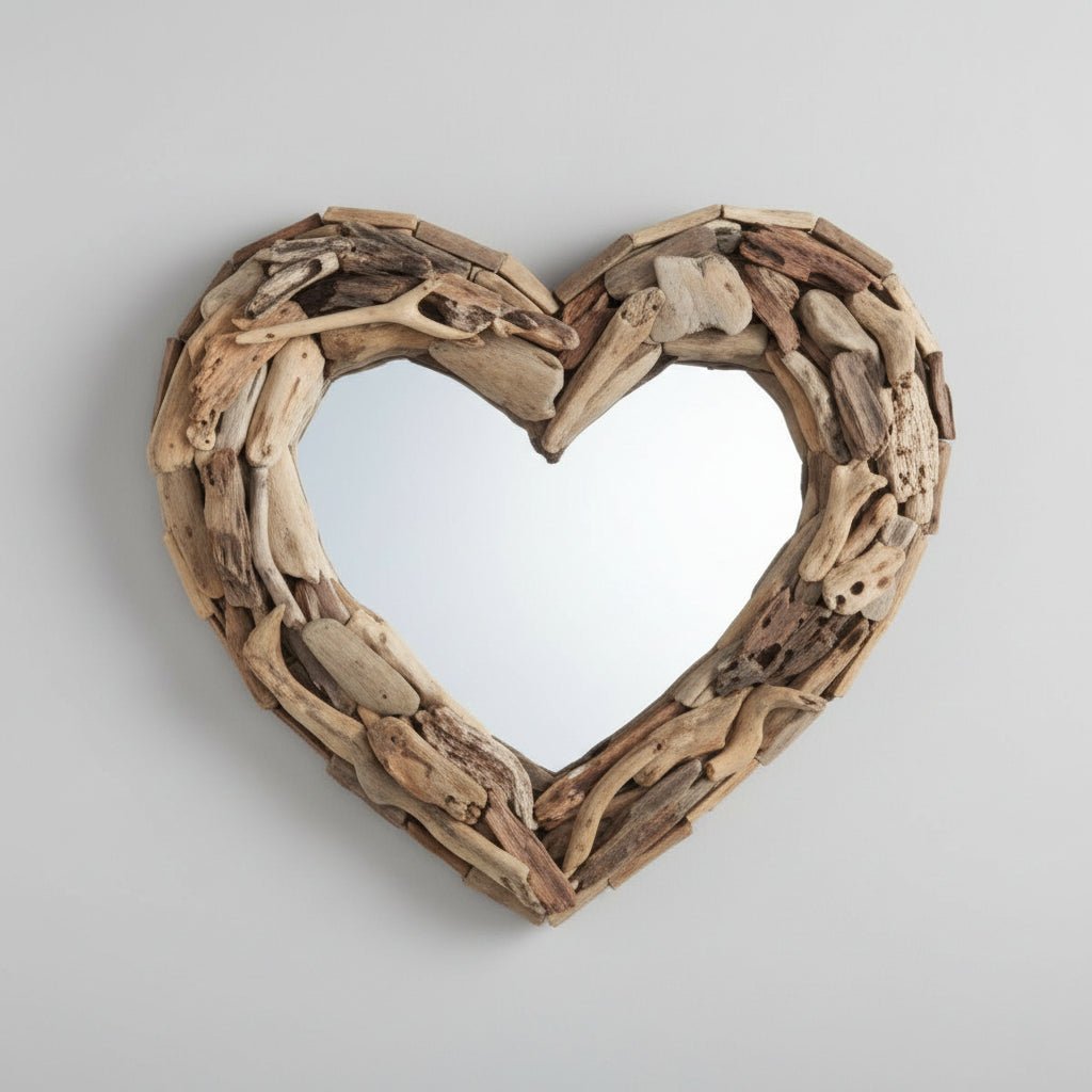 Rustick Driftwood Mirror-Heart 40cm MIRRORS at World Of Decor NZ