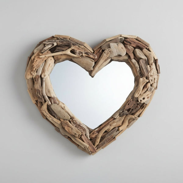 Rustick Driftwood Mirror-Heart 40cm MIRRORS at World Of Decor NZ