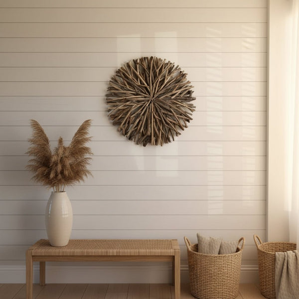 Rustick Driftwood Round Wall Art 80cm Wall Art, Affirmations & Hangings at World Of Decor NZ