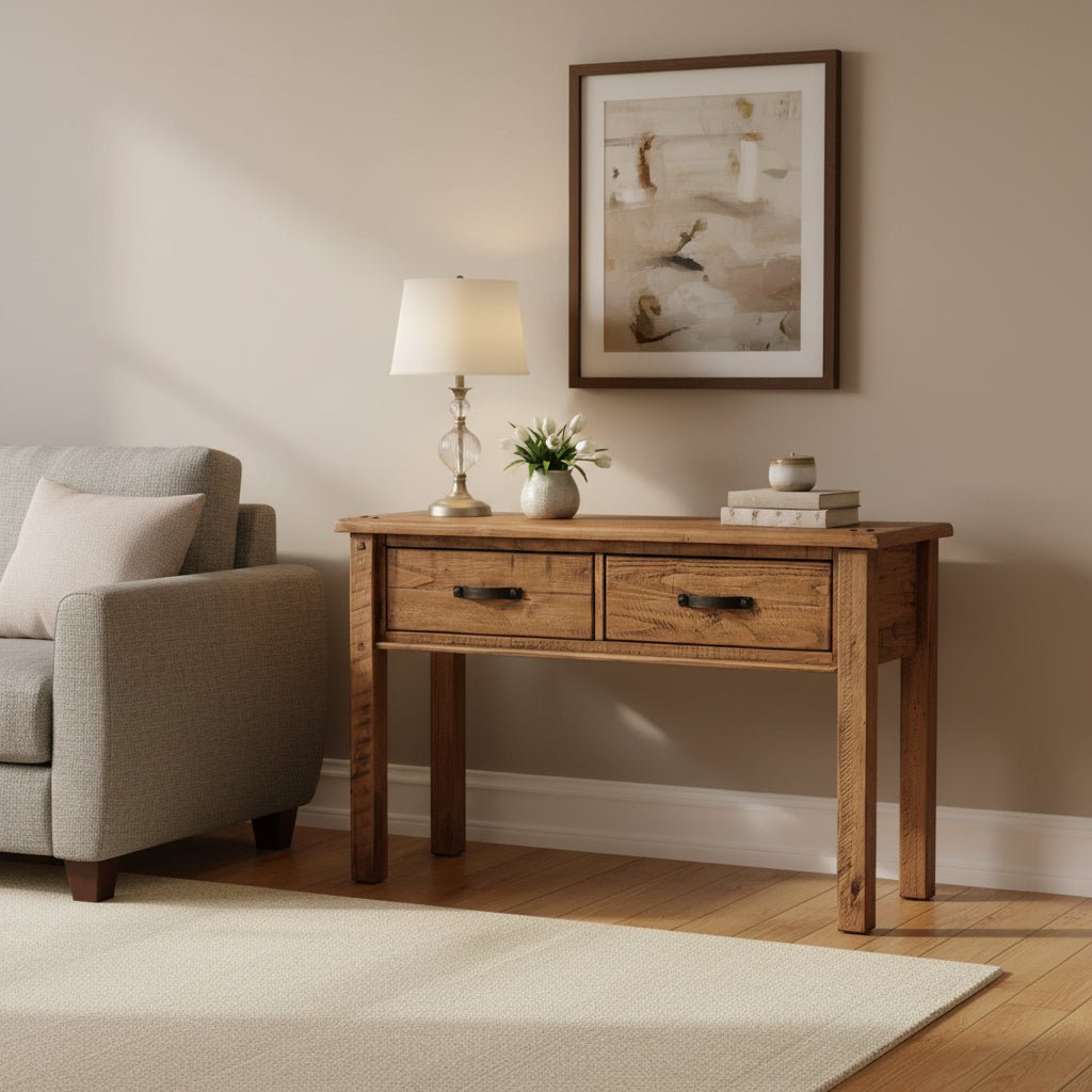 Rustick Pine Oberon Console table Furniture at World Of Decor NZ