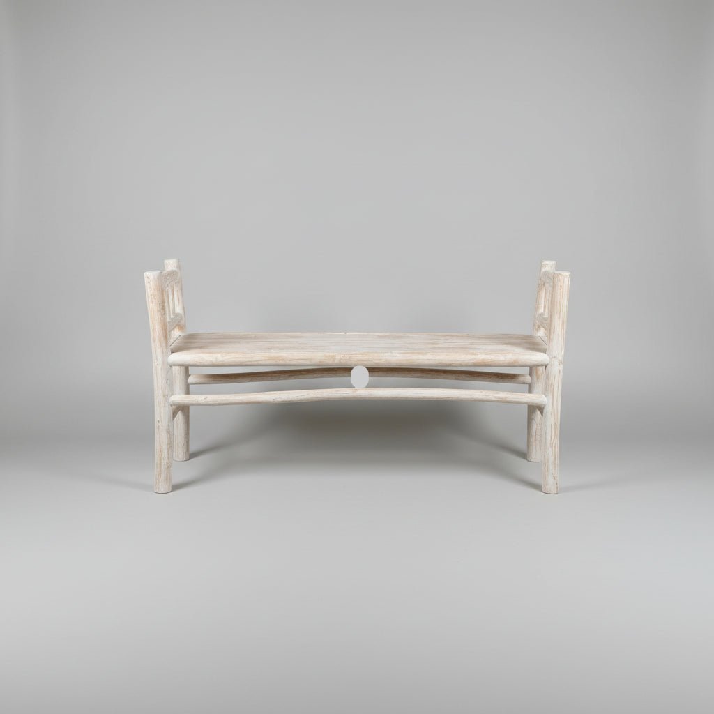 Rustick Teak Bench Seat-Whitewash CHAIR at World Of Decor NZ