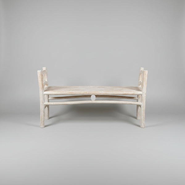 Rustick Teak Bench Seat-Whitewash CHAIR at World Of Decor NZ