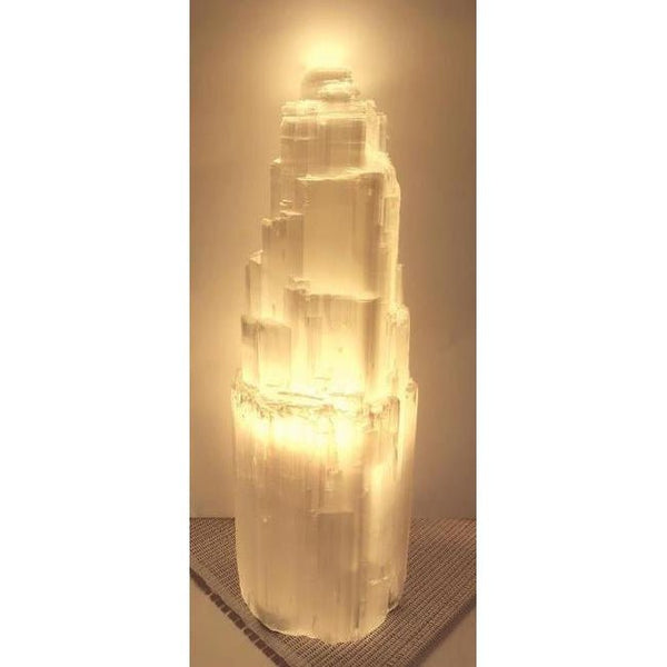 Selenite Electric Lamp 10×25cm CRYSTAL at World Of Decor NZ