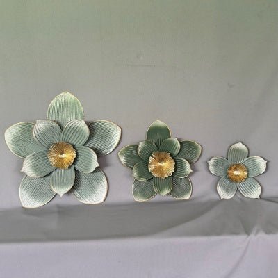 Set Of 3 Green Flowers Wall Art Windchimes & Outdoors at World Of Decor NZ