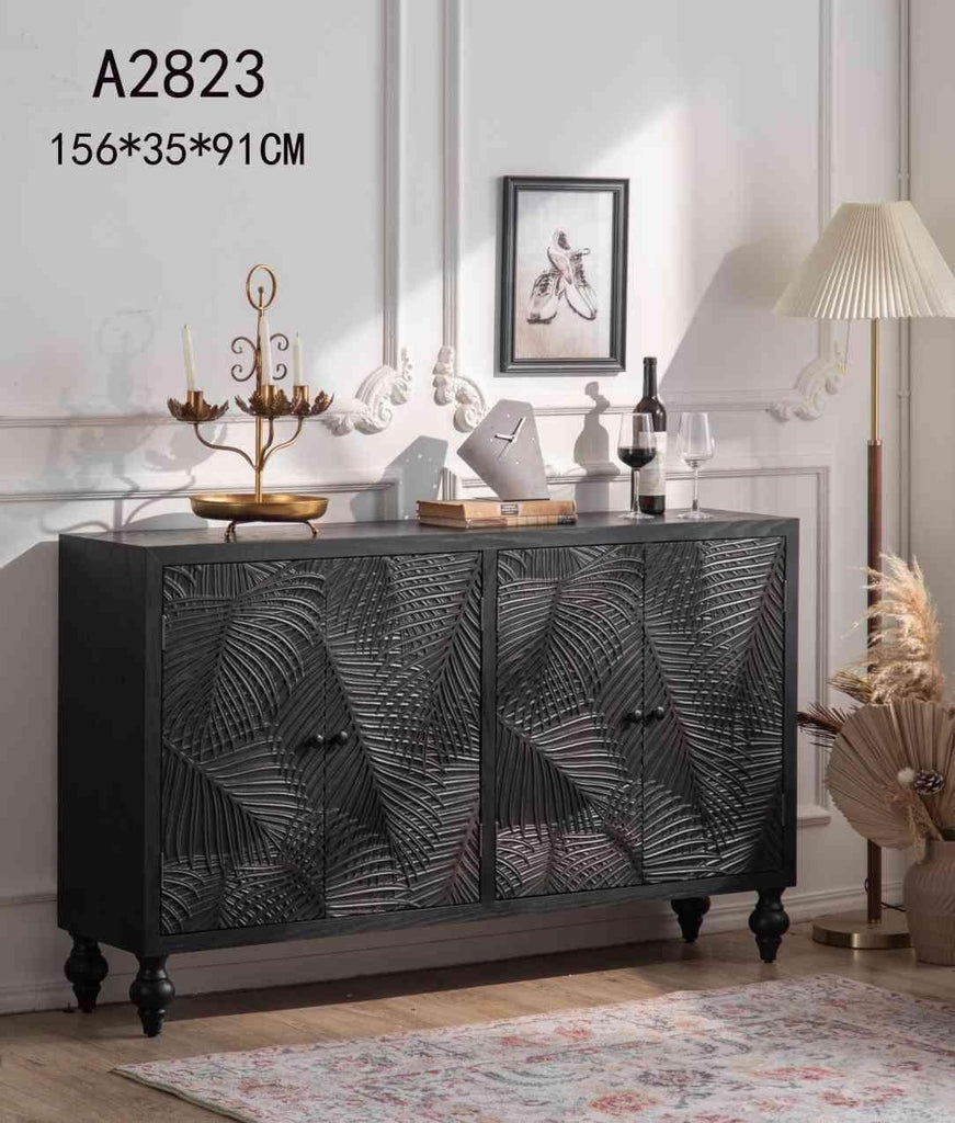 Nordic Sideboard Cabinet 163cm - Leaf Black FURNITURE at World Of Decor NZ