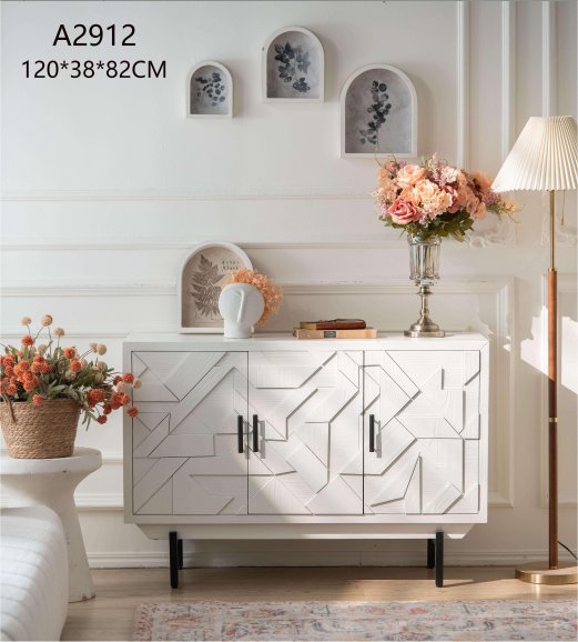 Sideboard Cabinet 3 Door 82cm - White Furniture at World Of Decor NZ