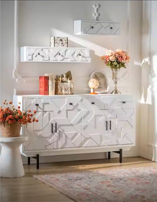 Sideboard Cabinet 92cm - White Furniture at World Of Decor NZ