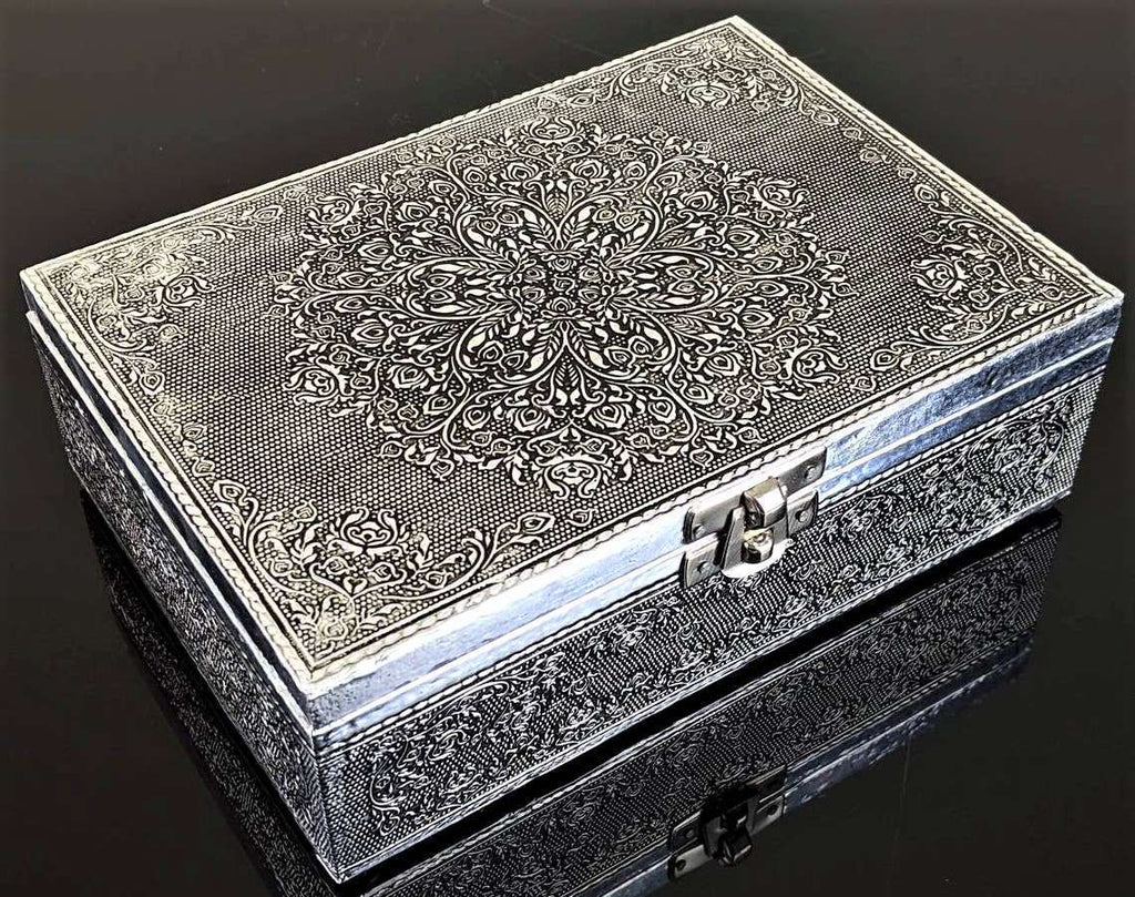 Silver Jewelry Box Lotus Mandala SPIRITUAL, HEALTH & BEAUTY at World Of Decor NZ