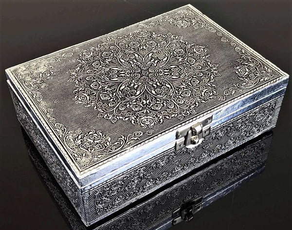 Silver Jewelry Box Lotus Mandala SPIRITUAL, HEALTH & BEAUTY at World Of Decor NZ