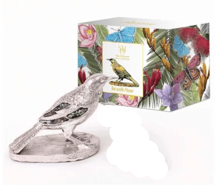 Silver Tui W Paua 12.5cm KIWIANA at World Of Decor NZ