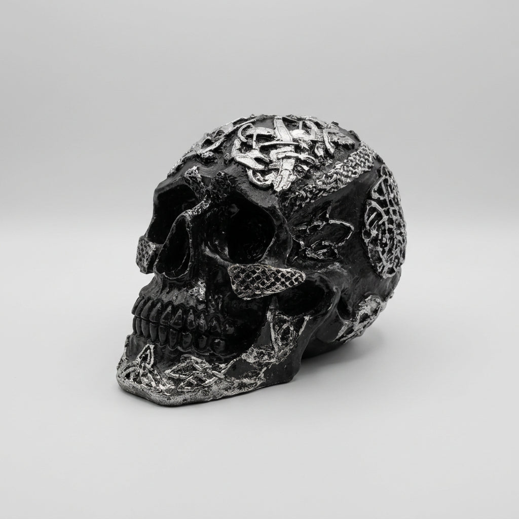 Skull Celtic-Silver/Black 17x12x10 Poly Resin Figurines & Animals at World Of Decor NZ