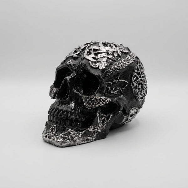 Skull Celtic-Silver/Black 17x12x10 Poly Resin Figurines & Animals at World Of Decor NZ