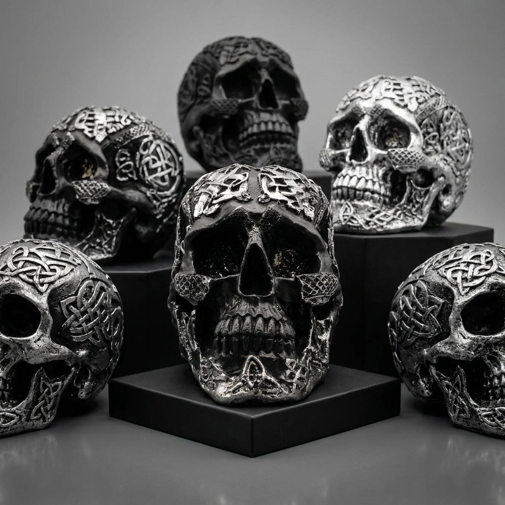 Skull Celtic-Silver/Black 17x12x10 Poly Resin Figurines & Animals at World Of Decor NZ