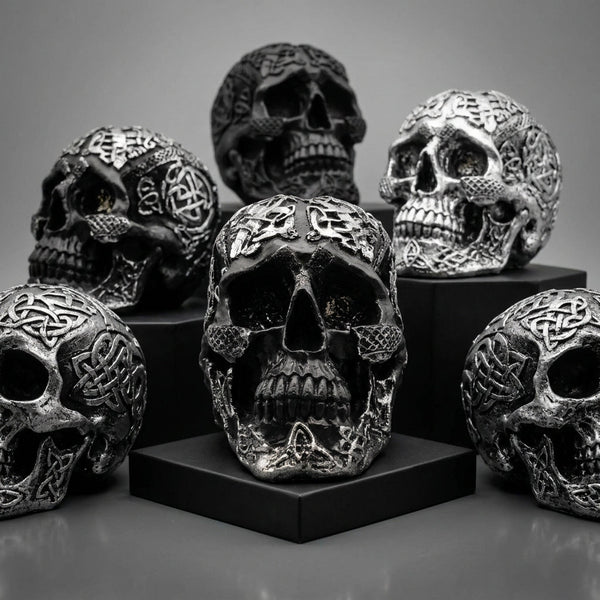 Skull Celtic-Silver/Black 17x12x10 Poly Resin Figurines & Animals at World Of Decor NZ