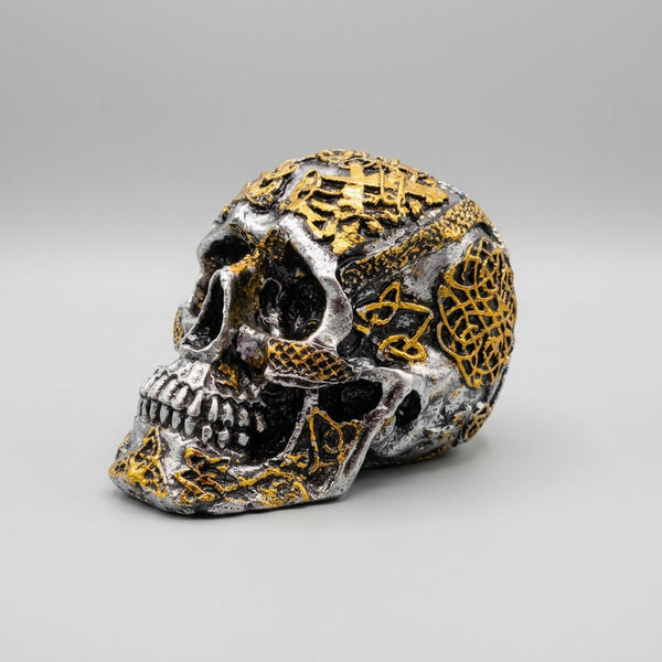 Skull Celtic-Silver/Gold 17x12x10 Poly Resin Figurines & Animals at World Of Decor NZ