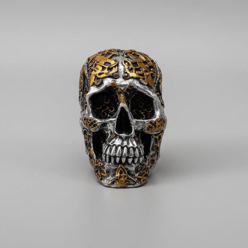 Skull Celtic-Siver/Gold Poly Resin Figurines & Animals at World Of Decor NZ