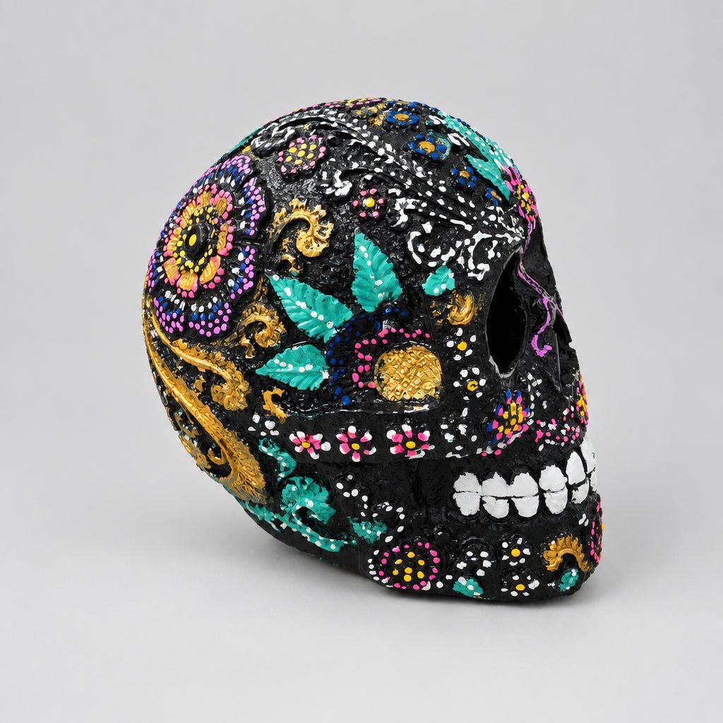 Skull Psychedelic 17cm-Green Leaf SCULPTURE/ORNAMENT & ANIMAL at World Of Decor NZ