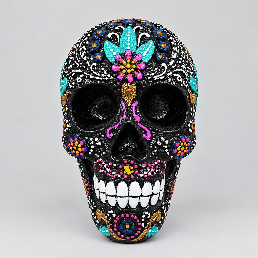 Skull Psychedelic 17cm-Green Leaf SCULPTURE/ORNAMENT & ANIMAL at World Of Decor NZ