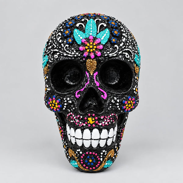 Skull Psychedelic 17cm-Green Leaf SCULPTURE/ORNAMENT & ANIMAL at World Of Decor NZ