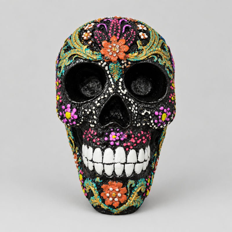 Skull Psychedelic 17cm-Pink Leaf SCULPTURE/ORNAMENT & ANIMAL at World Of Decor NZ