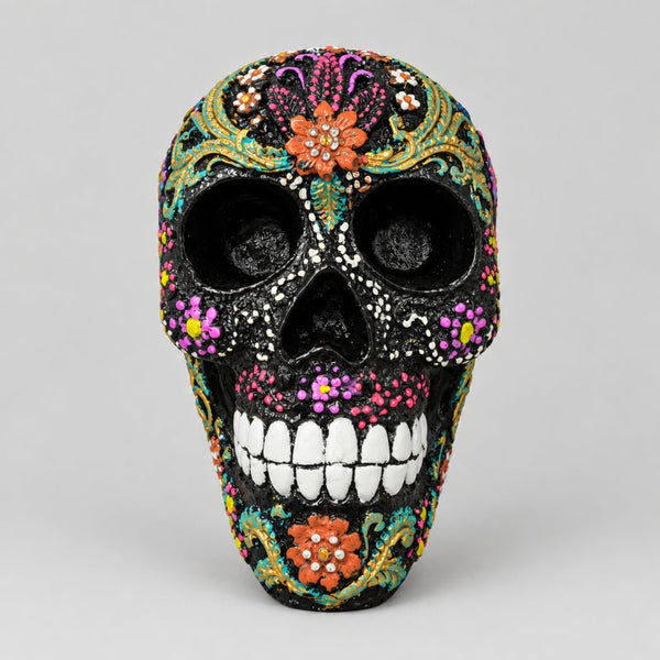 Skull Psychedelic 17cm-Pink Leaf SCULPTURE/ORNAMENT & ANIMAL at World Of Decor NZ