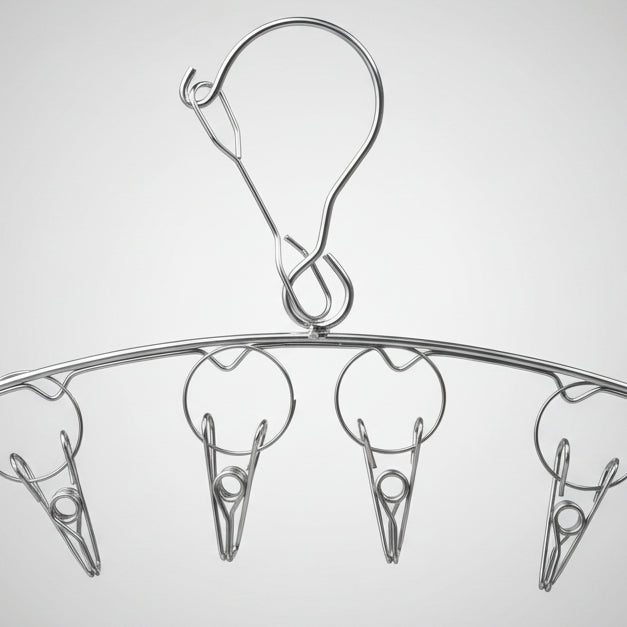 Stainless Steel Clothes Hanger Hooks with 8 clips Home Accessories at World Of Decor NZ