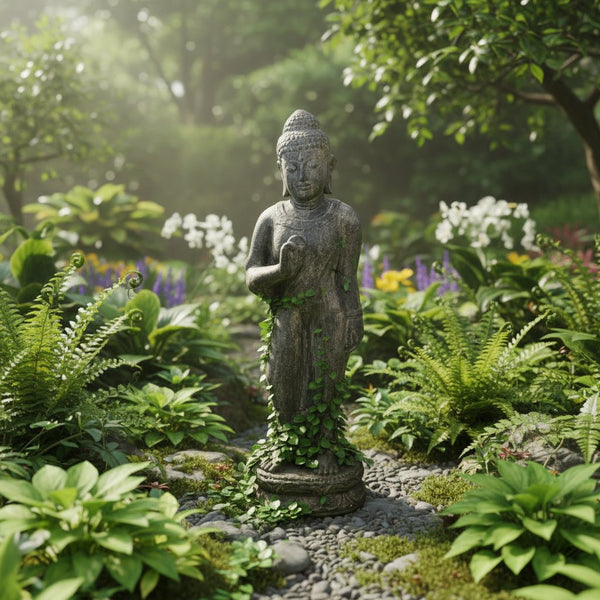 Standing Buddha 1 M - Blackwash BUDDHA at World Of Decor NZ