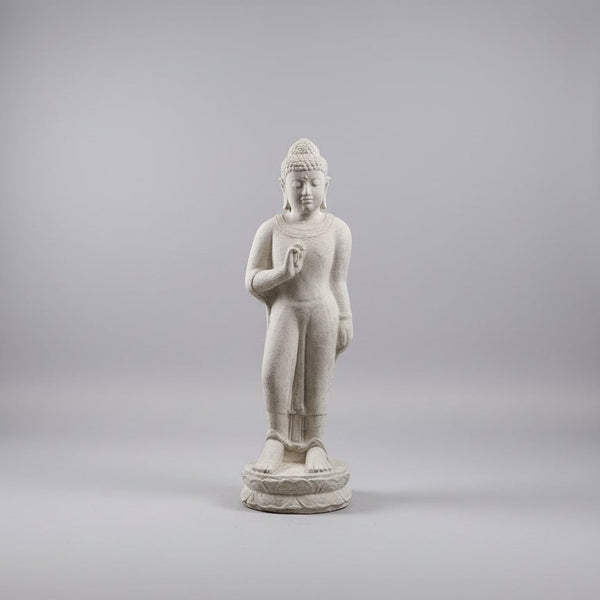 Standing Buddha 1 M - Rustic White BUDDHA at World Of Decor NZ