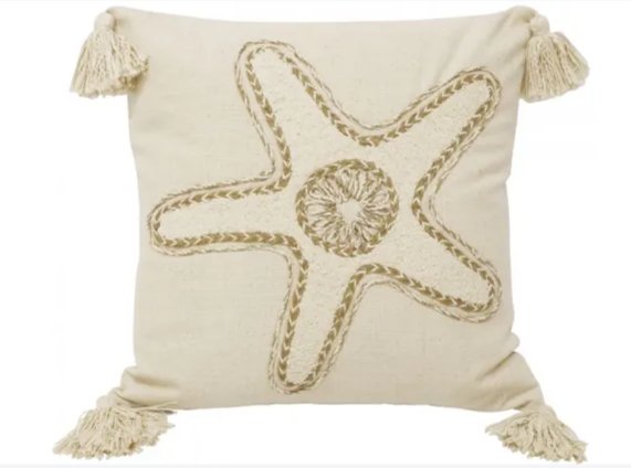 Starfish Hand Embroidered Cushion at World Of Decor NZ