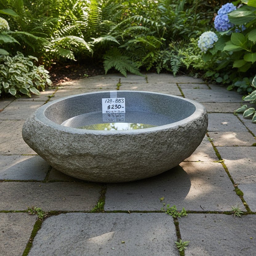Stone Bird Bath 129 - BB3 VOLCANIC ROCK at World Of Decor NZ