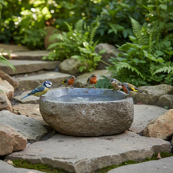 Stone Bird Bath 129 - BB4 VOLCANIC ROCK at World Of Decor NZ